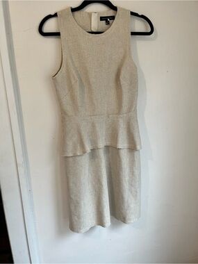 Banana Republic Cream Textured Peplum Midi Dress
